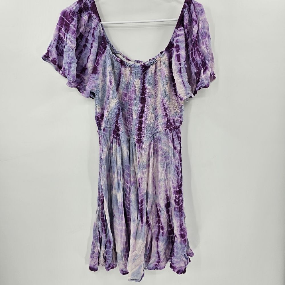 Angie purple tie dye dress medium fairy core cottage flowy stretch